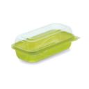 The BottleBox PET Lime Green and Clear One Piece Hinged Container, 8.75 x 4.70 x 2.85 inch -- 250 per case.