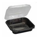 EcoSystems Black Base Polypropylene Hinged Container with Clear Lid, 9.25 x 9 x 3 inch -- 150 per case.