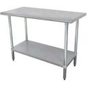 Standard Stainless Steel, Flat Top Work Table With Stainless Steel Legs and Undershelf, 36 x 36 inch.