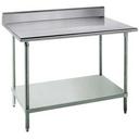Standard Stainless Steel Work Table, 5 inch Back Splash with Galvanized Legs and Undershelf, 24 x 36.