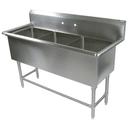 John Boos 16 Gauge Stainless Steel Three Bowl Sink without Drainboard, 59 1/8 x 29 1/2 inch.