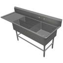 John Boos 16 Gauge Stainless Steel Three Bowl Platter Sink with 30 inch Left and Right Drainboard, 119 1/4 x 29 1/2 inch.