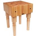John Boos Warm Cherry Stain Base Maple AB Butcher Block Table with Casters, 18 x 18 x 10 inch.