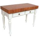 John Boos Cream Finish Cherry Top Black Base Rustica Table with Shelf, 48 x 24 x 4 inch.