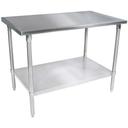 John Boos 14 Gauge Stainless Steel Flat Top Work Table with Galvanized Base and Adjustable Shelf, 48 x 24 inch.