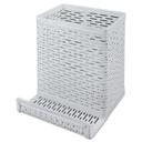 Artistic White Urban Collection Punched Metal Pencil Cup and Cell Phone Stand, 3 1/2 X 3 1/2 inch