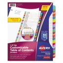 Avery Ready Index 31 Tab Binder Dividers with Customizable Table of Contents and Contemporary Multicolor Tabs, 8-1/2 inch x 11 inch -- 1 set