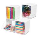deflecto Plastic White with Clear Tilt Bin Interlocking 4 Compartment Organizer, 4 5/8 x 4 7/8 x 5 1/2 inch -- 1 set