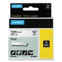 DYMO White/Black Print Rhino Permanent Vinyl Industrial Label Tape, 0.5 x 18 Feet