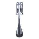 Tell Satin Chrome Hinged Kick Down Door Stop with Rectangular Four Point Mounting Plate, 0.75 inch Wide Door Mount
