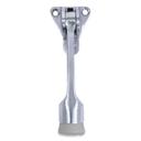 Tell Satin Chrome Hinged Kick Down Door Stop with Triangular Three Point Mounting Plate, 1 inch Wide Door Mount