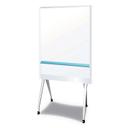 PLUS White Aluminum Frame Mobile Partition Board, 38 3/10 x 70 4/5 inch