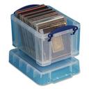 Really Useful Box Clear/Blue Snap Lid Storage Bin, 7.06 x 9.62 x 6.25 inch