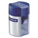Staedtler Blue Silver Handheld Manual Double Hole Plastic Sharpener, 1.57 x 1.65 x 2.2 inch - 6 count per box -- 1 box per case