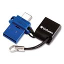 Verbatim Store N Go Blue Dual USB 3.0 Flash Drive for USB C Devices, 64 GB Capacity