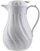 Tablecraft Polypropylene White Insulated Swirl Coffee Carafe, 40 Ounce Capacity