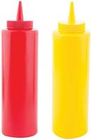 Tablecraft Red and Yellow 2-Piece 12 Ounce Squeeze Bottle Set -- 24 per case