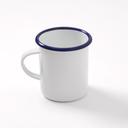 American Metalcraft White with Blue Rim Enamel Mug with Handle, 16 Ounce