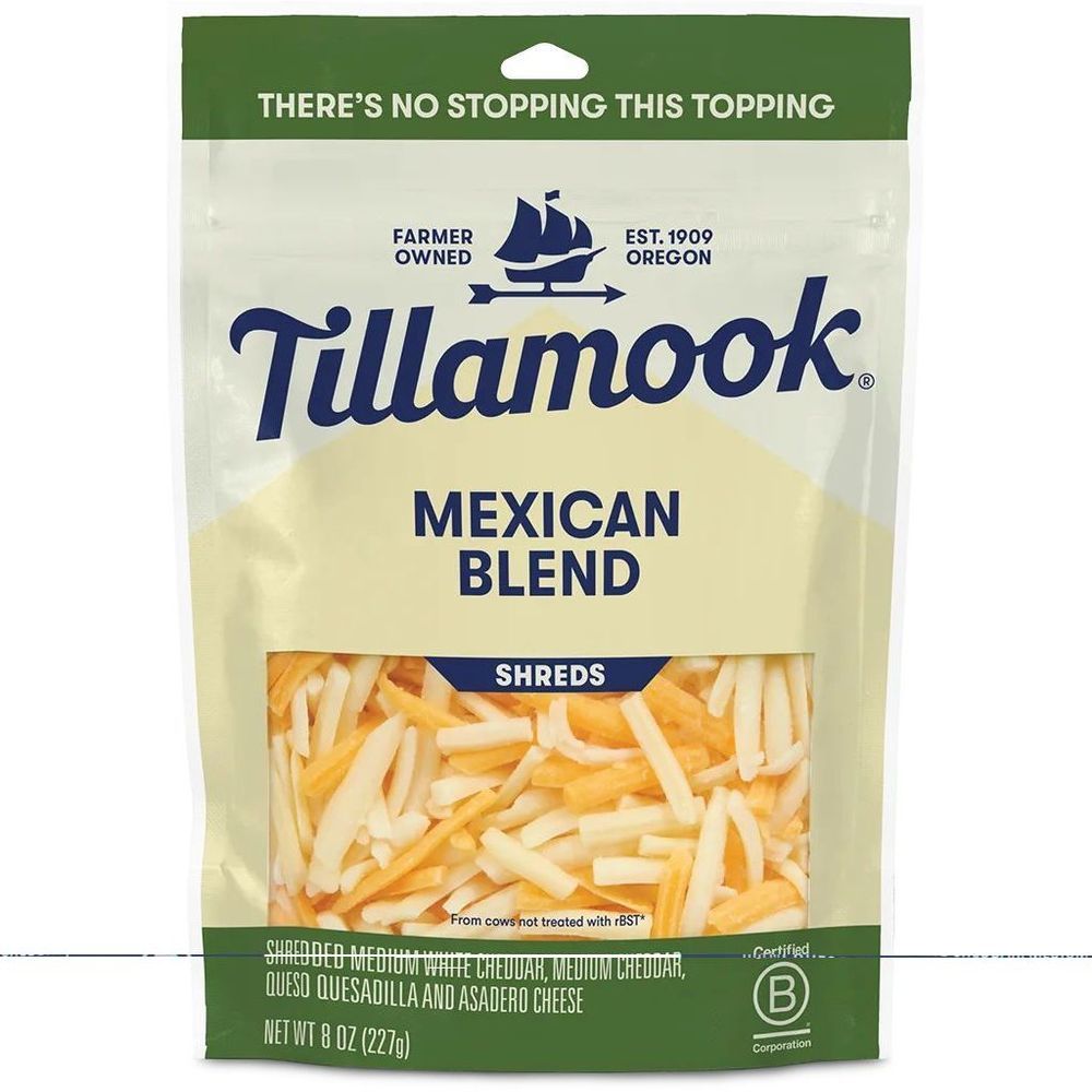 Tillamook Farmstyle Fine Cut Mexican Blend Shredded Cheese, 8 Ounce -- 12 Per Case