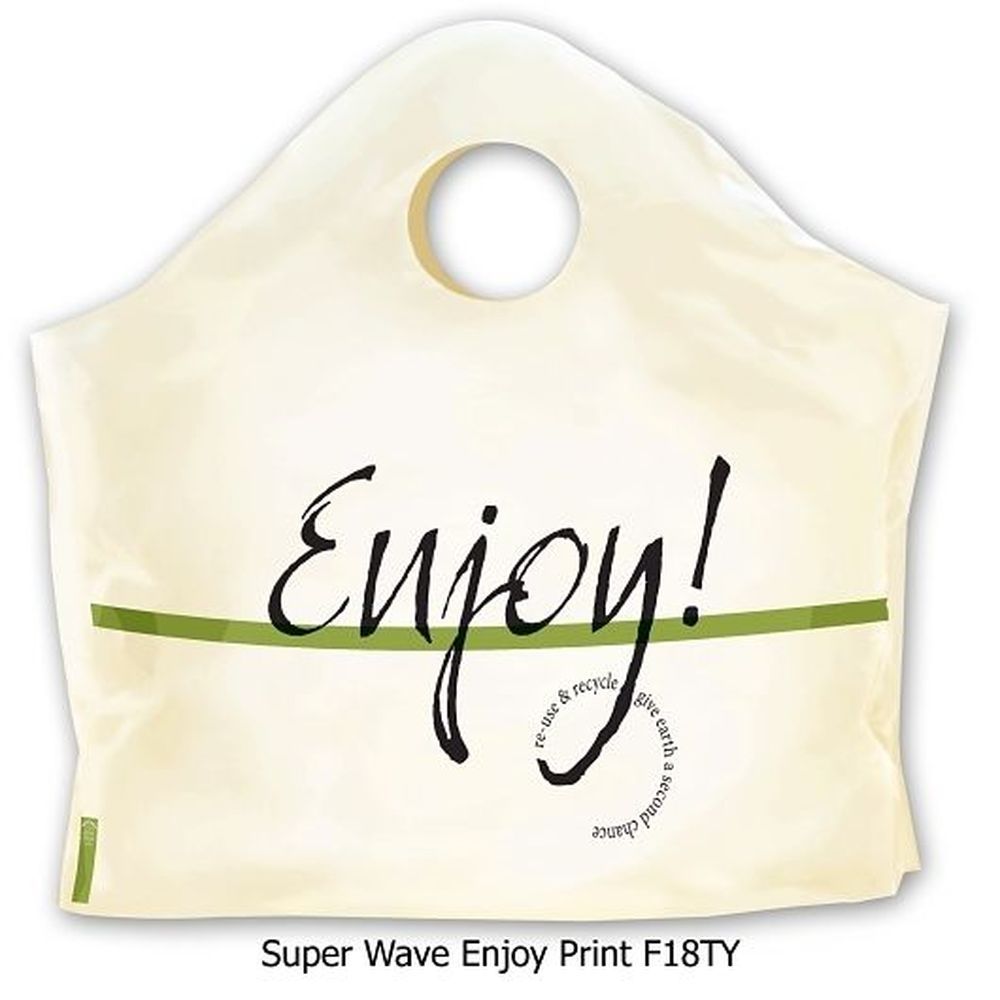 Command Packaging 18 X 16 X 9 Inch Plastic Enjoy Print Wave Carry Out Bag, 500 Count -- 500 Per Case