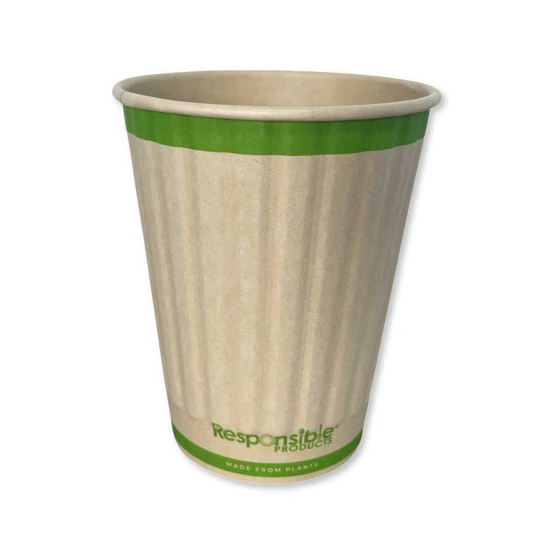 Responsible Products Tree-less Natural Kraft Squat Rigid Insulated Compostable Paper Hot Cup, 12 Ounce Capacity -- 500 Per Case