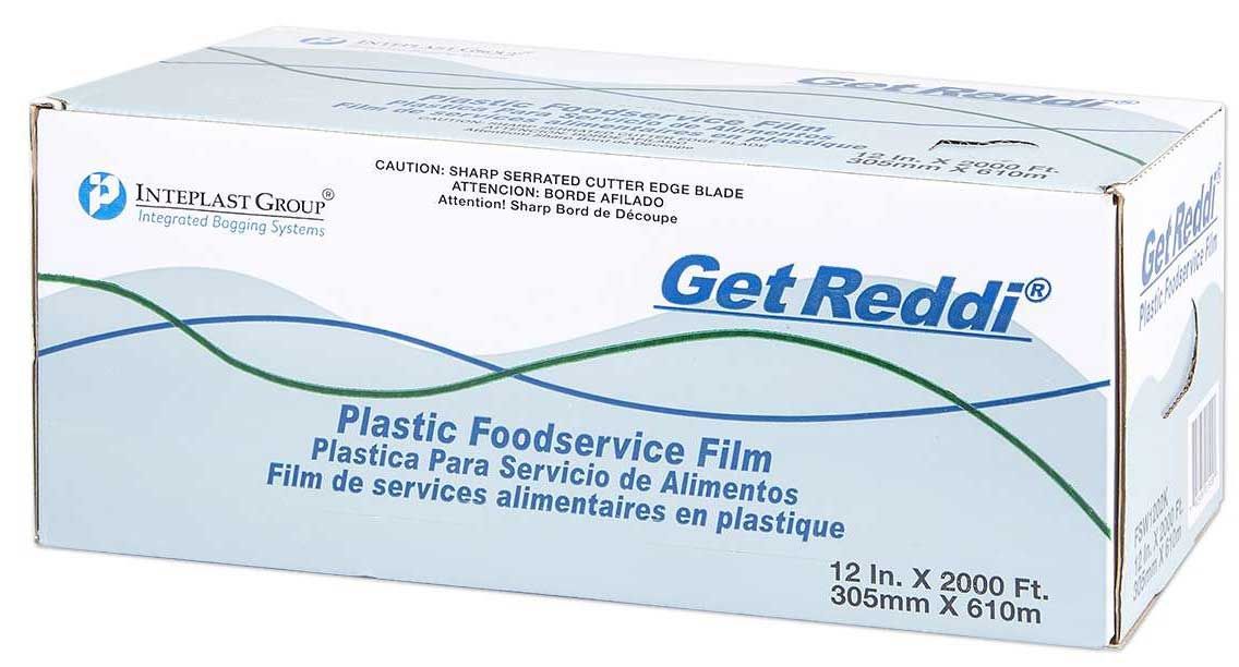 Inteplast Group Film Wrap Roll With Cutter, 12 Inch X 2000 Feet