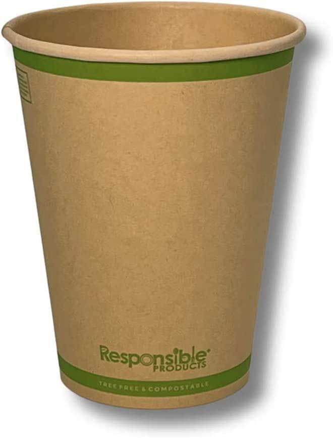 Responsible Products Tree-less Natural Kraft Compostable Paper Hot Cup, 12 Ounce Capacity -- 1000 Per Case