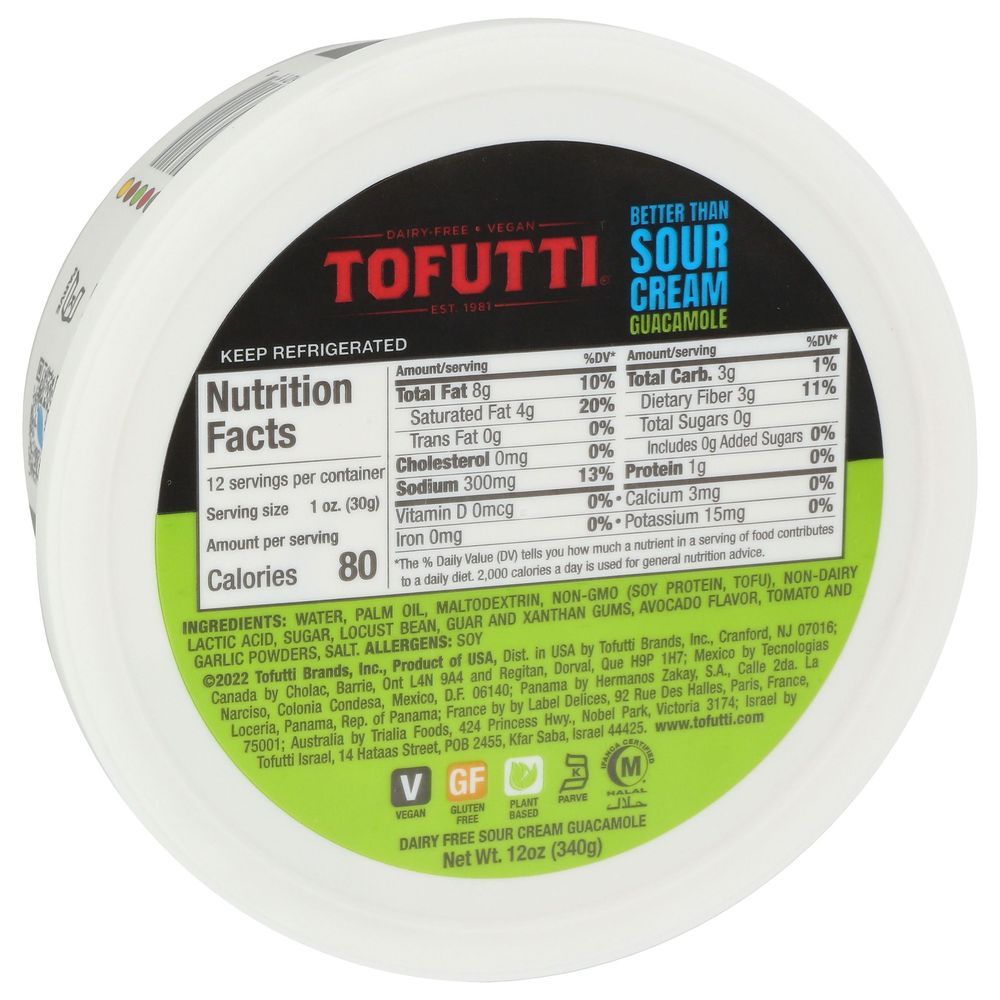 Tofutti Better Than Sour Cream Guacamole, 12 Ounce -- 12 Per Case