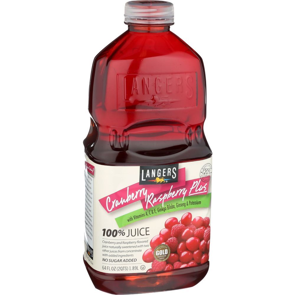 Langers 100 Percent Cranberry Raspberry Plus Juice, 64 Fluid Ounce -- 8 Per Case