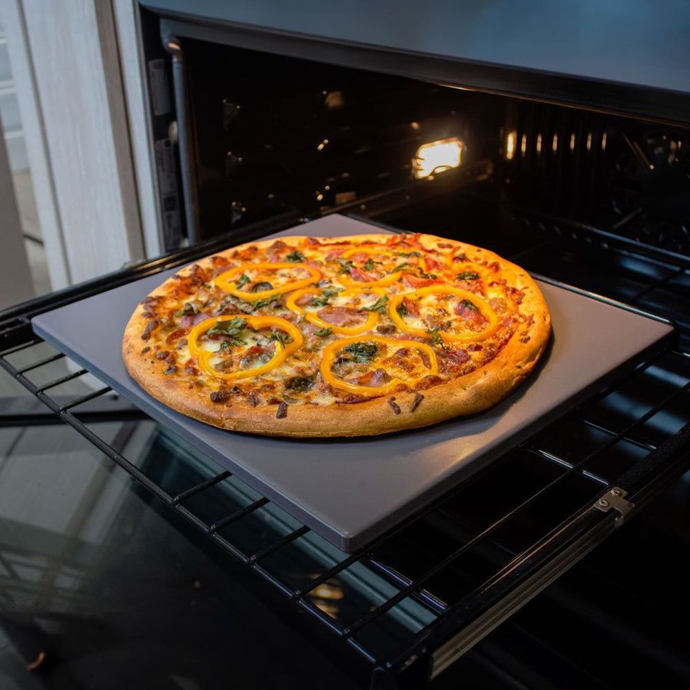 Old Stone Pizza Kitchen Grey Glazed Rectangle Pizza Stone, 14 X 16 Inch