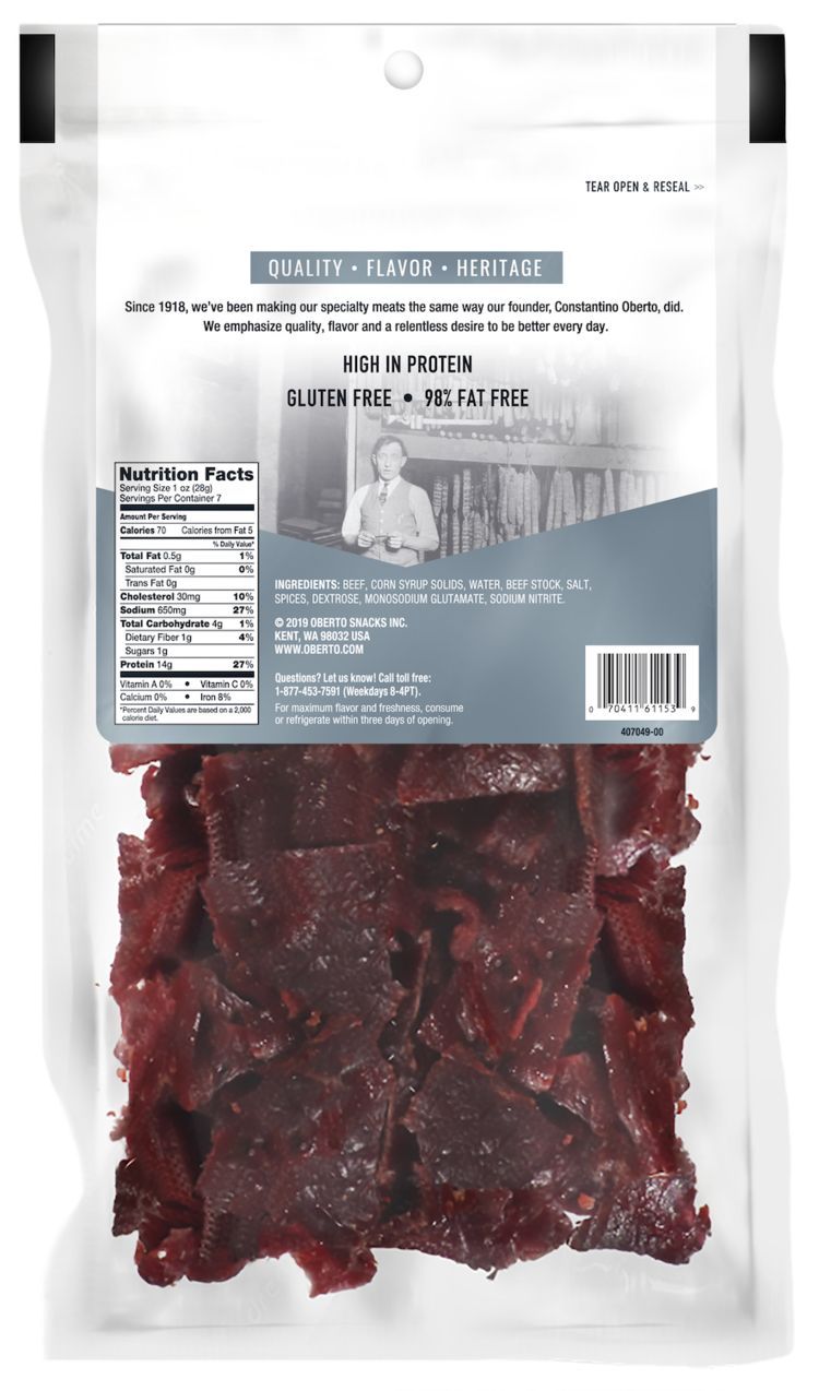 Oberto Thin Style Peppered Beef Jerky, 7 Ounce -- 6 Per Case