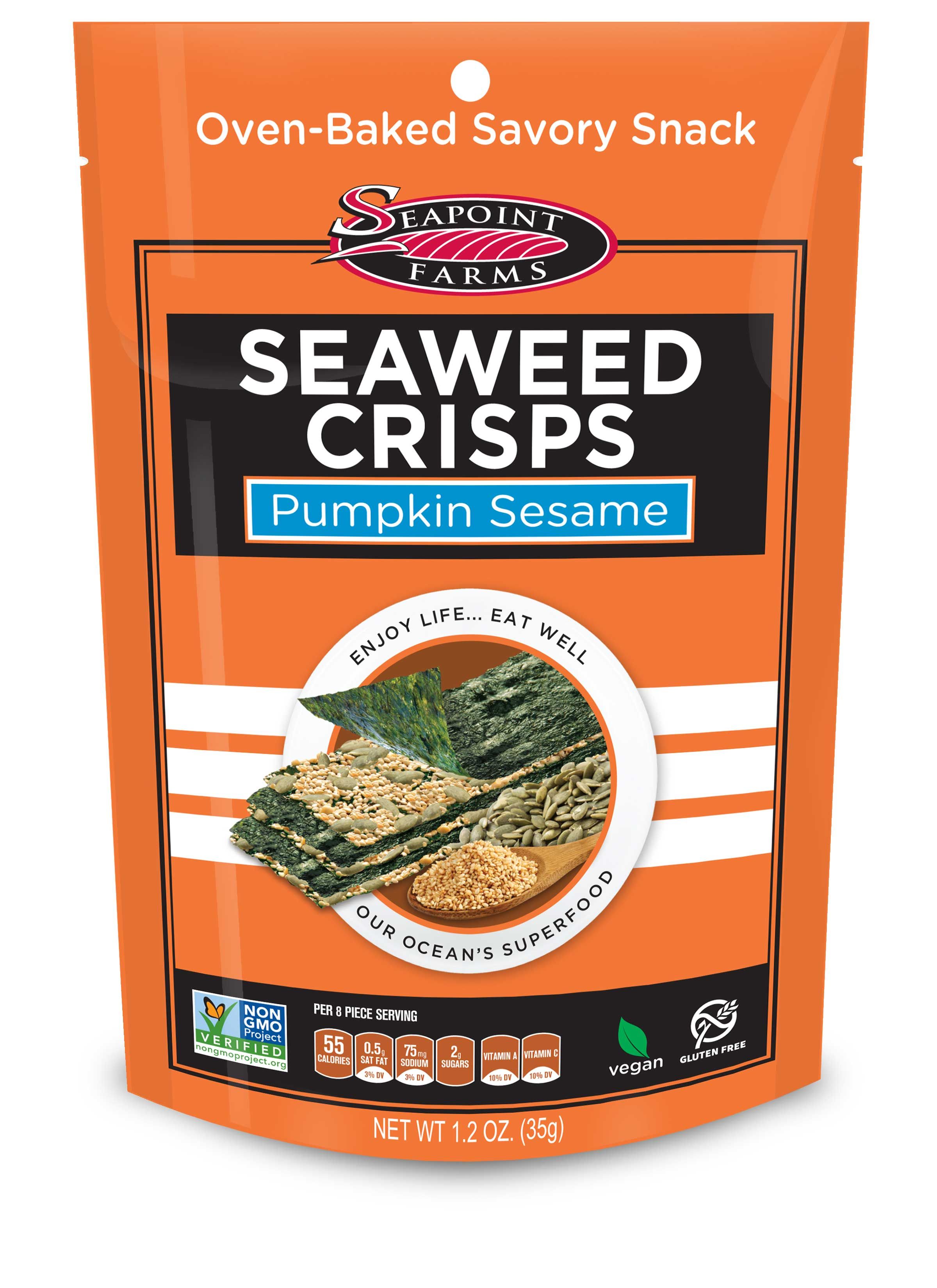 Seapoint Farms Pumpkin Sesame Seaweed Crisps, 1.2 Ounce -- 12 Per Case