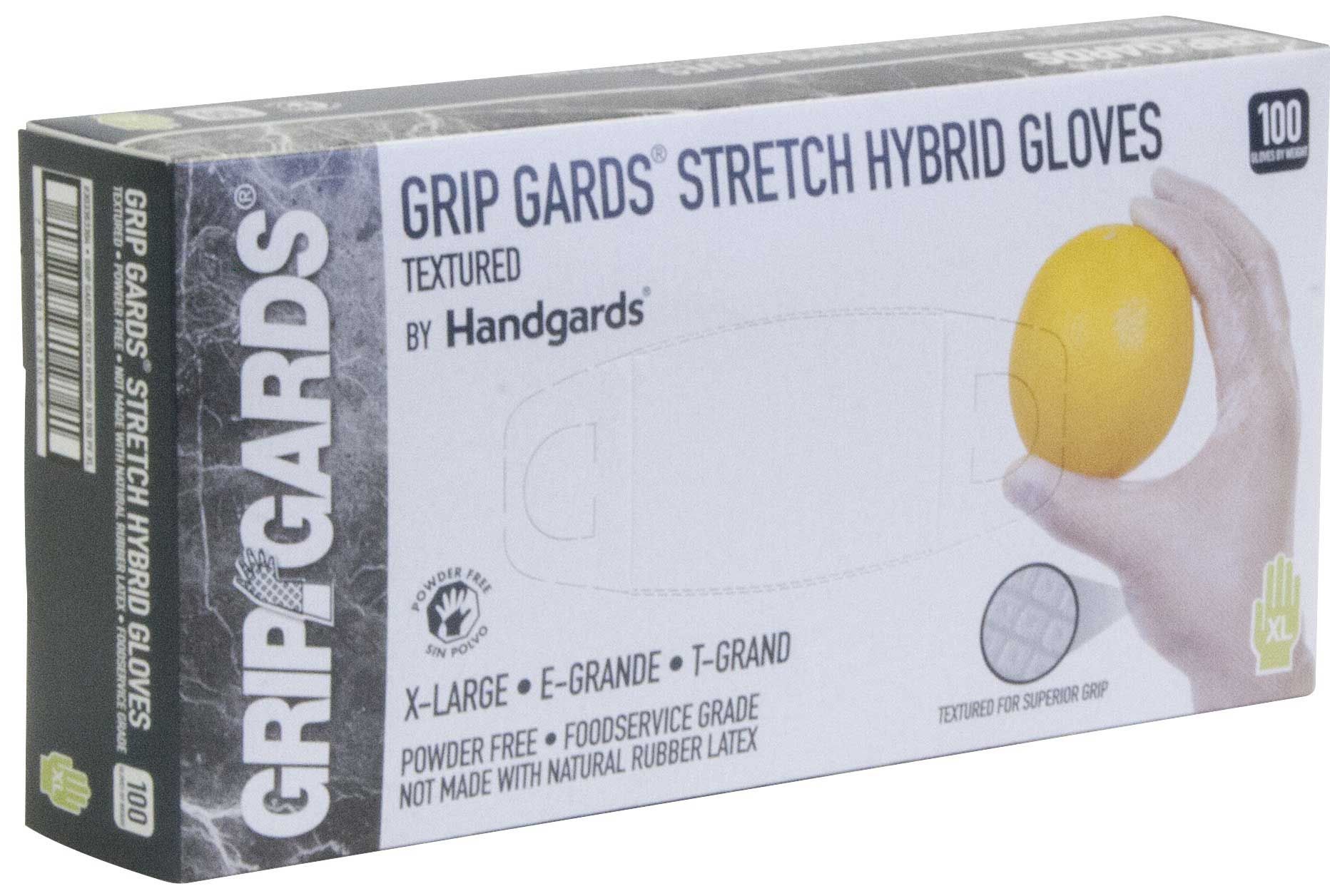 Grip Gards Clear Extra Large Stretch Hybrid Gloves, 100 Count -- 10 Per Case