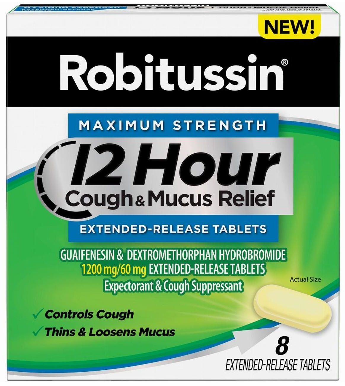 Robitussin Maximum Strength 12 Hour Cough And Mucus Relief Tablets, 8 Count Per Pack -- 24 Per Case