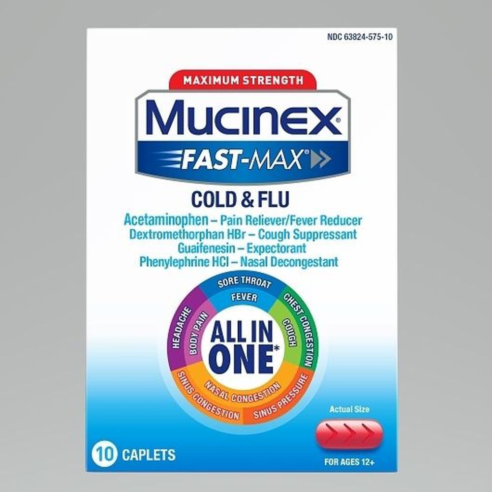 Mucinex Fast Max Cold And Flu Caplets, 10 Count -- 24 Per Case