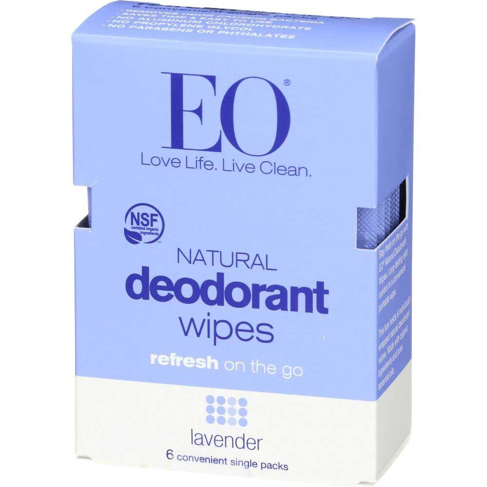 Eo Products Natural Lavender Deodorant Wipes, 6 Count -- 12 Per Case