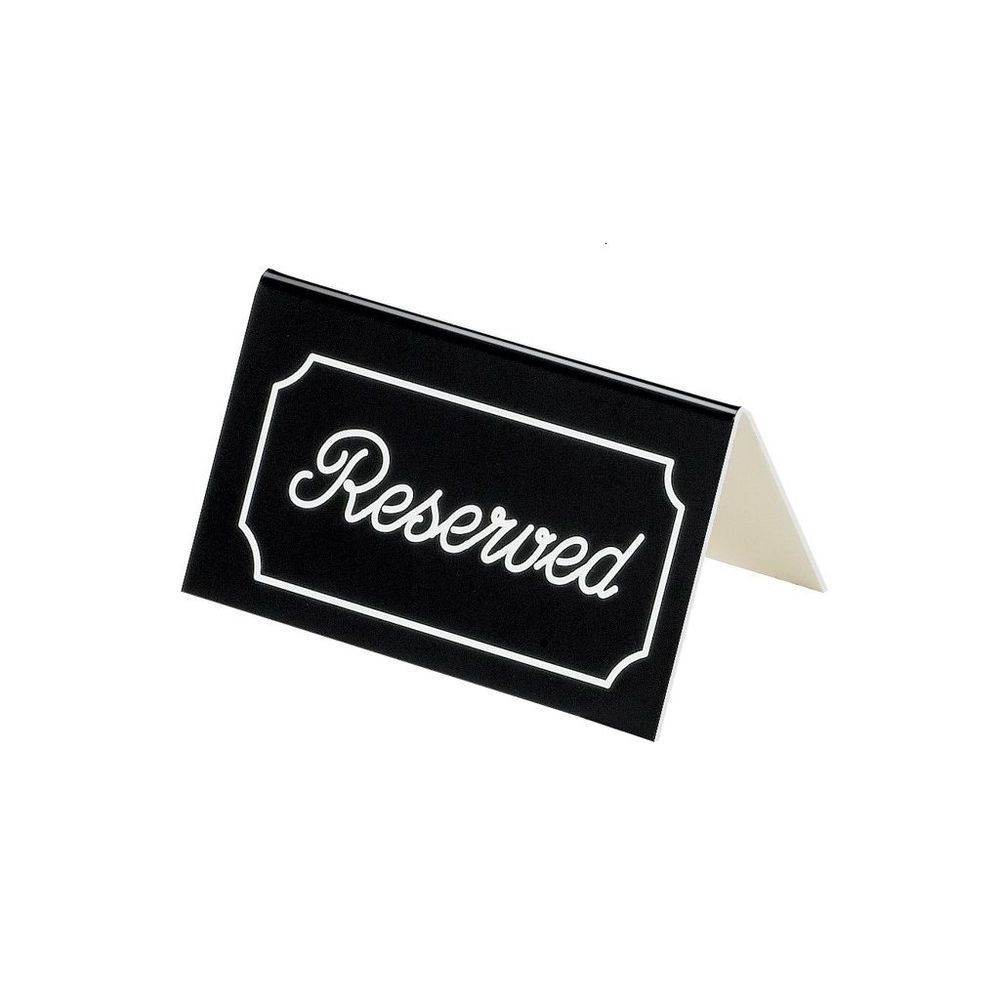 Cal-mil Black With White Double-sided Reserved Tent Sign, 5 X 1 X 3 Inch
