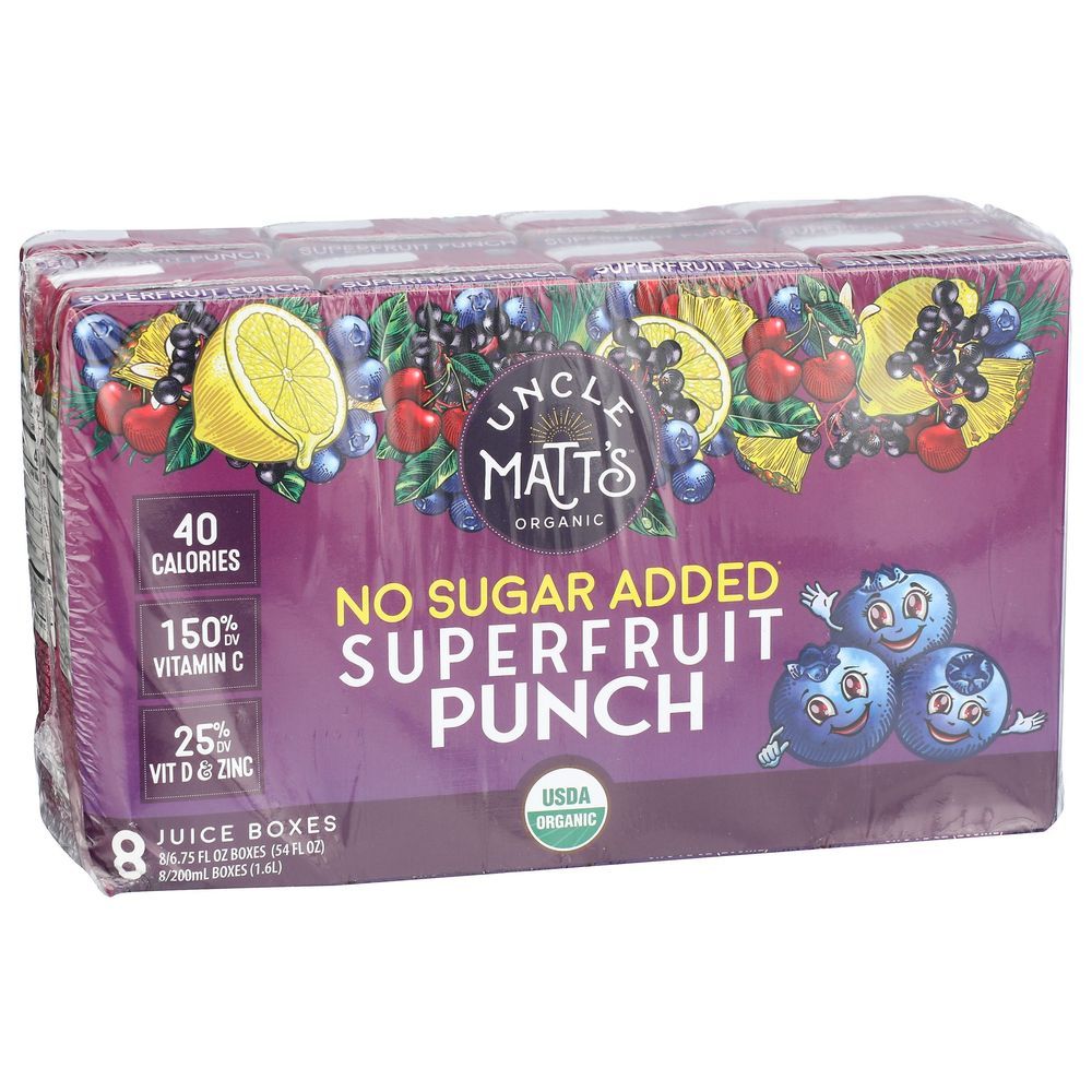 Uncle Matt's Organic Unsweetened Superfruit Punch Juice, 6.75 Fluid Ounce -- 32 Per Case