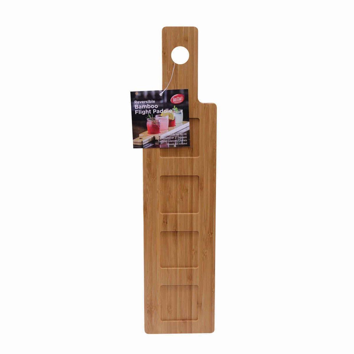 Tablecraft Reversible Bamboo Wood Paddle Flight, 17 X 4 X 0.625 Inch