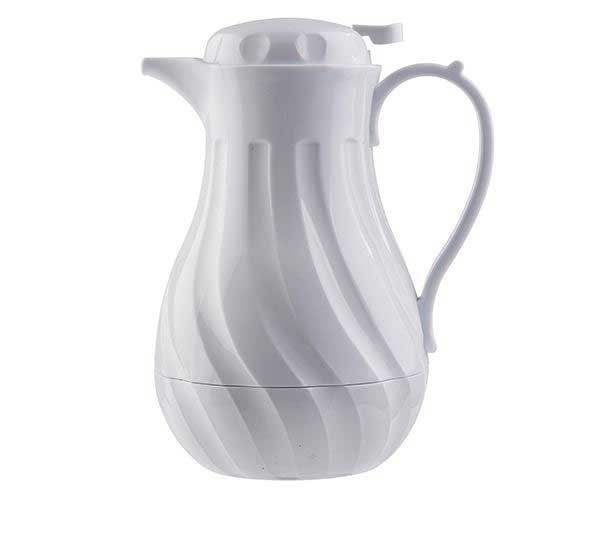 Tablecraft Polypropylene White Insulated Swirl Coffee Carafe, 20 Ounce Capacity