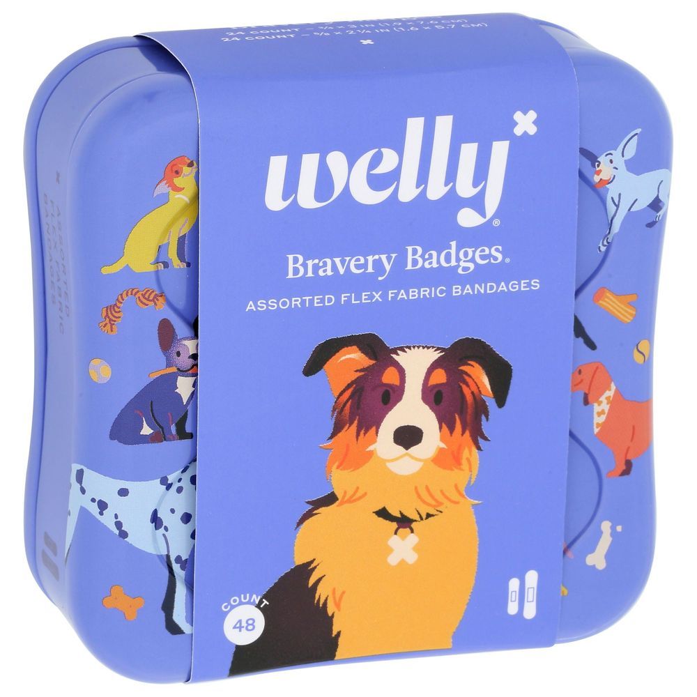 Welly Doggies Assorted Flex Fabric Bravery Bandages For Kids, 48 Count