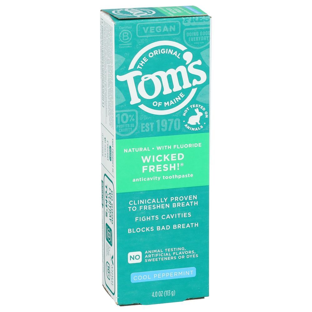 Tom's Of Maine Wicked Fresh Cool Peppermint Anticavity Fluoride Toothpaste, 4 Ounce -- 6 Per Case