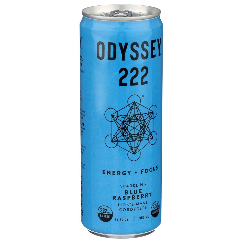 Odyssey 222 Blue Raspberry Sparkling Energy Plus Focus Drink, 12 Fluid Ounce -- 12 Per Case