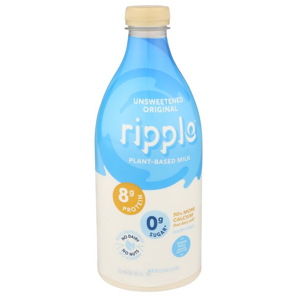 Ripple Dairy Free Unsweetened Original Milk, 48 Fluid Ounce -- 6 Per Case