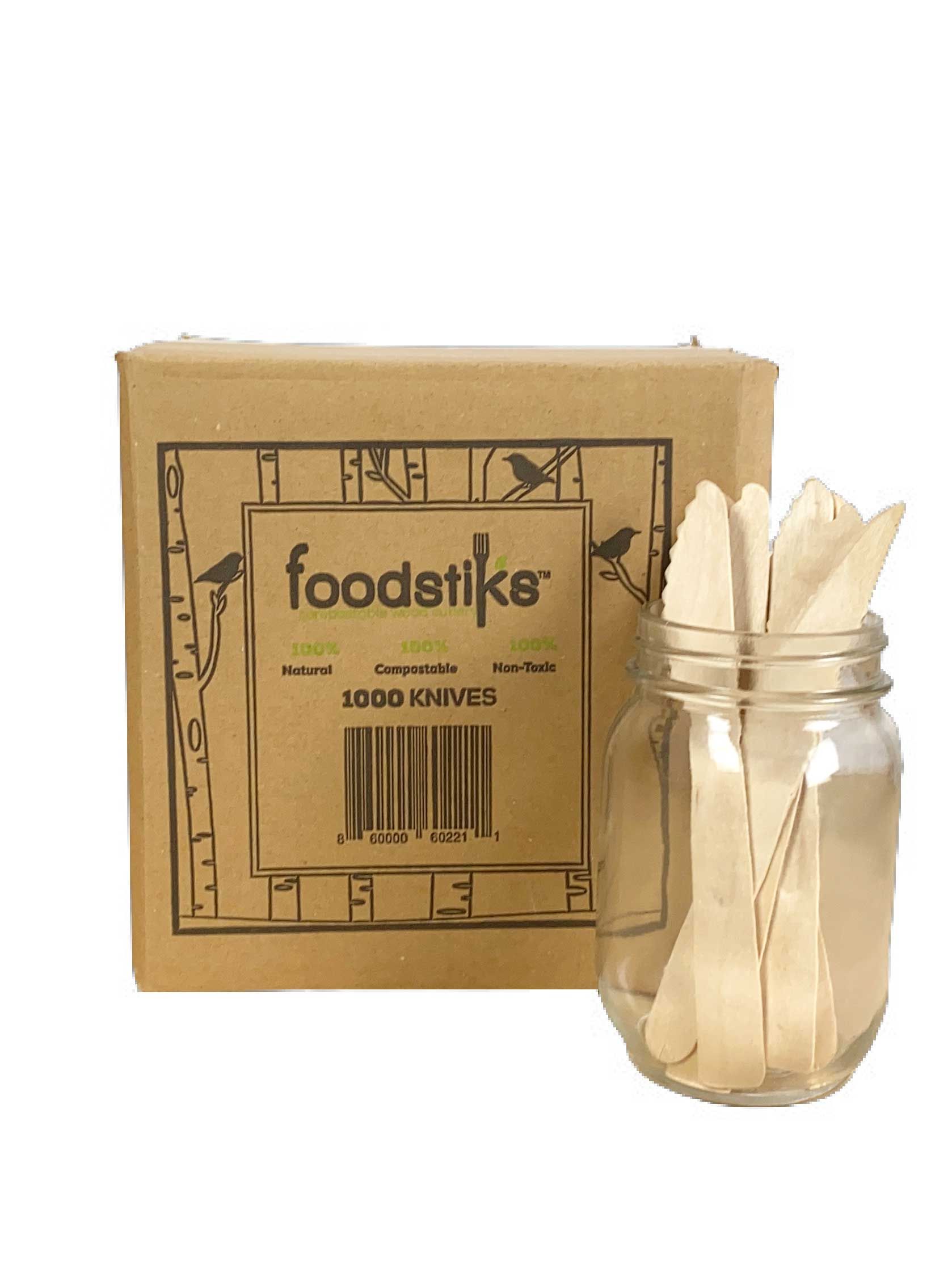Foodstiks Compostable Wood Knife, 6 1/4 Inch Length -- 1000 Per Case