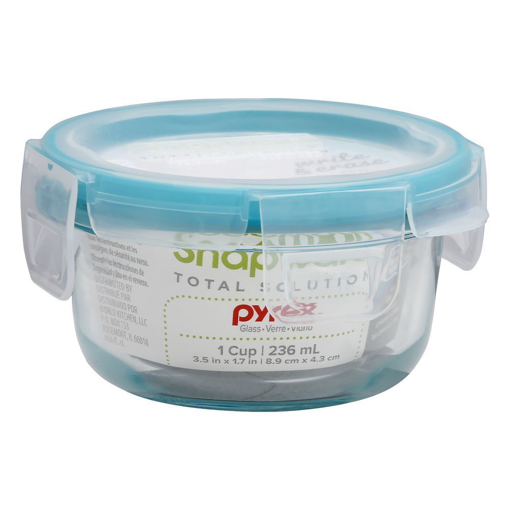 Snapware Round Glass Food Storage Cup, 236 Ml Capacity -- 4 Per Case