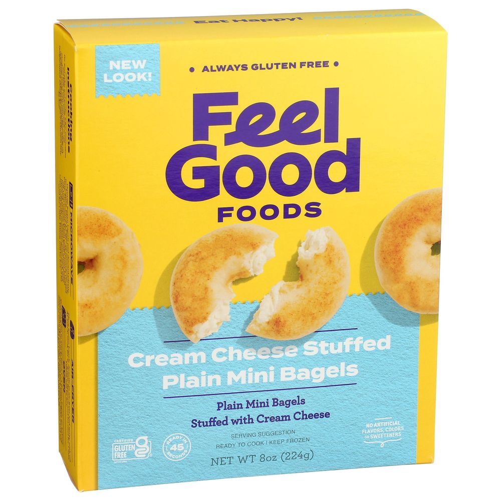 Feel Good Foods Cream Cheese Stuffed Plain Mini Bagel, 8 Ounce -- 9 Per Case