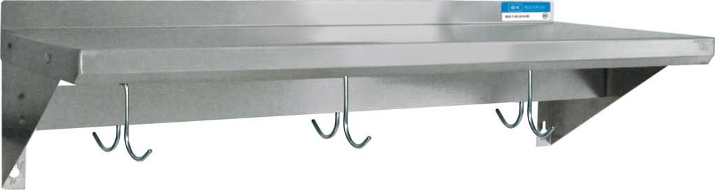 Bk Resources 18/430 Stainless Steel Economy Wall Shelf With Pot Rack, 60 Inch Width X 16 Inch Depth