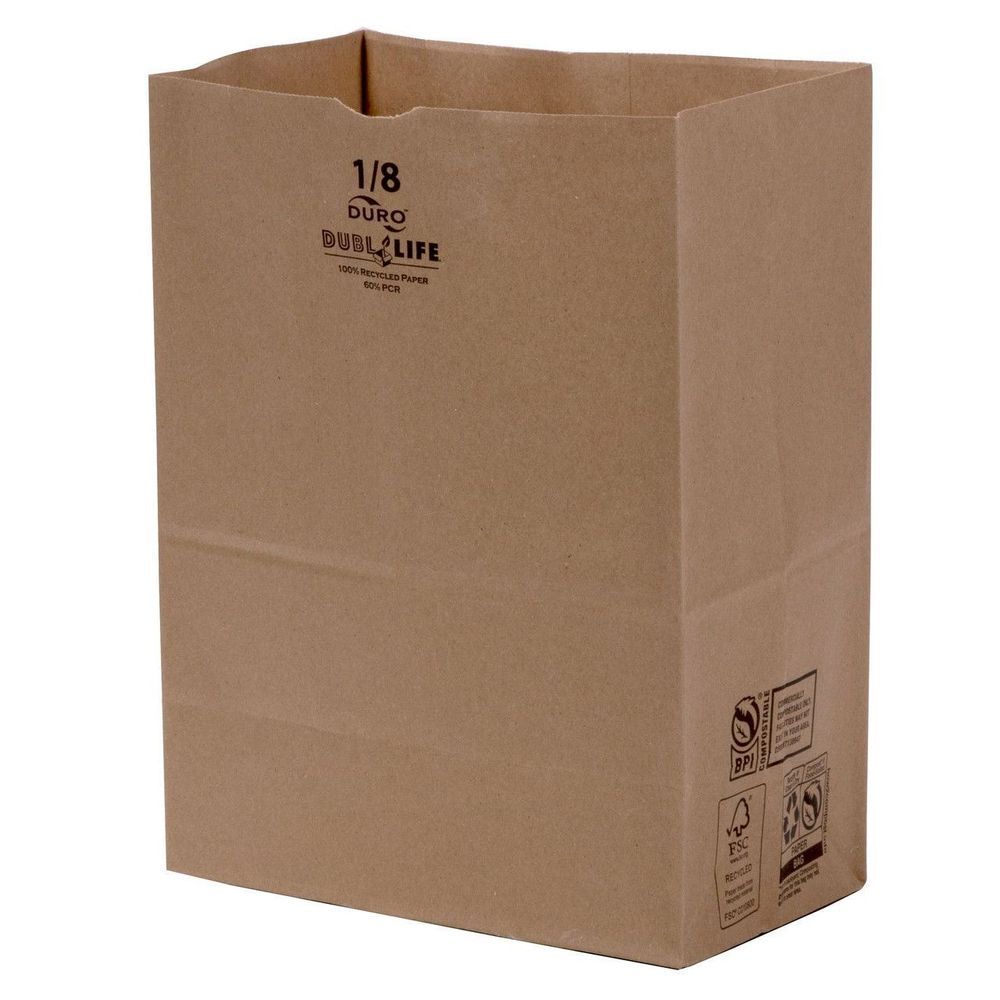 Dubl Life 1/8 Bbl Kraft Paper Sack Bag, 9.75 X 6.25 X 16.38 Inch -- 500 Per Case