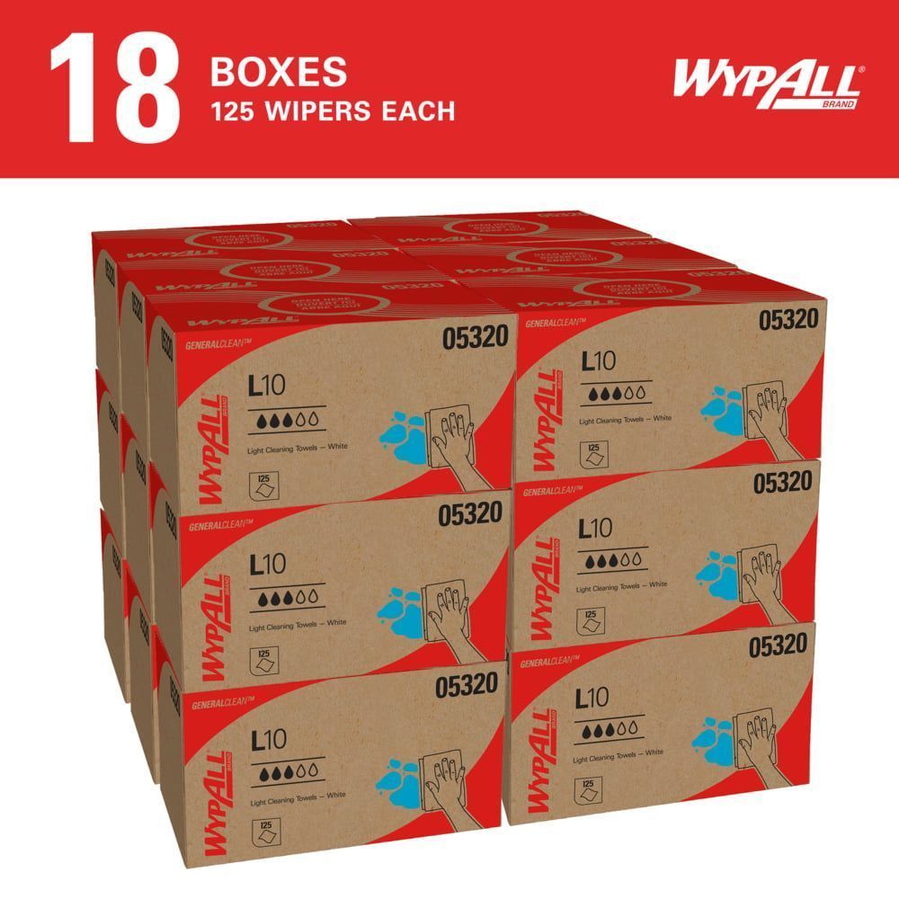Wypall General Clean L10 White 1 Ply Paper Light Cleaning Towel, 9 X 10.5 Inch -- 2250 Per Case